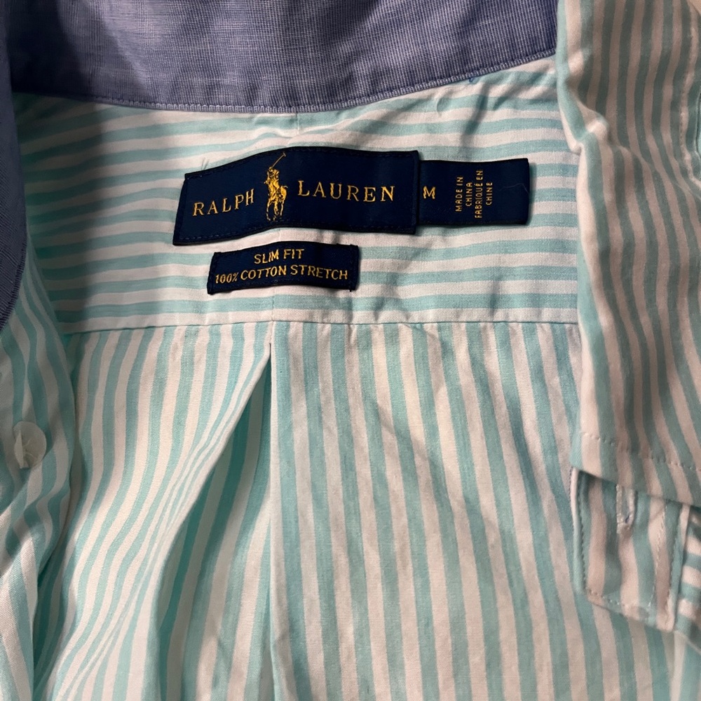 Polo Ralph Lauren Blue and White Striped Dress Shirt